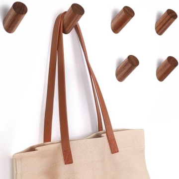 Felidio 6 Pack Wood Hooks, Natural Coat Hooks Wall Mounted - Rustic Heavy Duty Wall Hooks for Hangin...