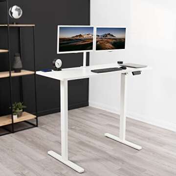 VIVO Electric Height Adjustable 60 x 24 inch Stand Up Desk, White Solid One-Piece Table Top, White Frame, Standing Workstation with Push Button Controller, DESK-KIT-E5W6W