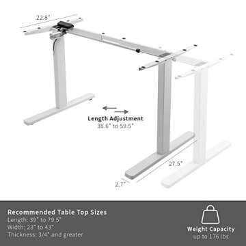 VIVO Electric Height Adjustable 60 x 24 inch Stand Up Desk, White Solid One-Piece Table Top, White Frame, Standing Workstation with Push Button Controller, DESK-KIT-E5W6W