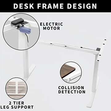 VIVO Electric Height Adjustable 60 x 24 inch Stand Up Desk, White Solid One-Piece Table Top, White Frame, Standing Workstation with Push Button Controller, DESK-KIT-E5W6W