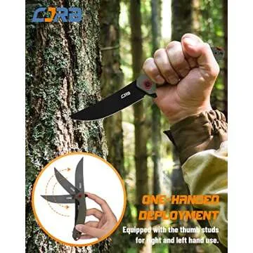 CJRB Tactical Knife, Small Folding Pocket Knife with AR-RPM9 Steel Blade and G10 Handle for Men Outdoor, Survival, Hunting, Camping Gobi(J1906B) Green