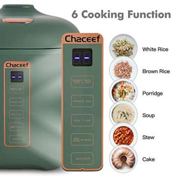 CHACEEF Mini Rice Cooker 2-Cups Uncooked, 1.2L Portable Non-Stick, Smart Control Multifunction Small...