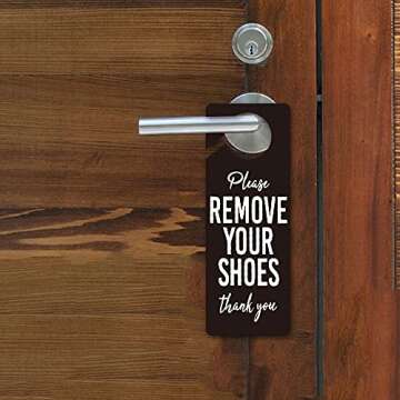 Funny Please Remove Your Shoes Door Hanger Sign - 2 Pack