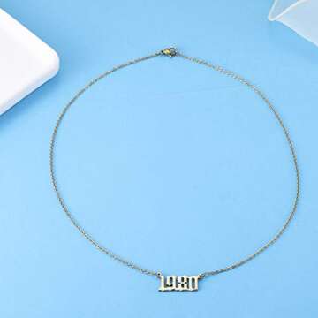 Nimteve Birth Year Number Pendant Necklace 18K Gold Plated Stainless Steel Birthday Year Number Necklace Women Gold Necklaces for Women Chain Necklace Jewelry for Women(1980)