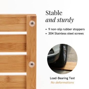 Gobam Bamboo Bath Mat - Non-Slip & Easy Clean for Home Use