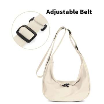 Small Sling Crossbody Bag for Women Men Trendy, Mini Crescent Bag with Adjustable Strap, 2 Zippers Lightweight Nylon Bag