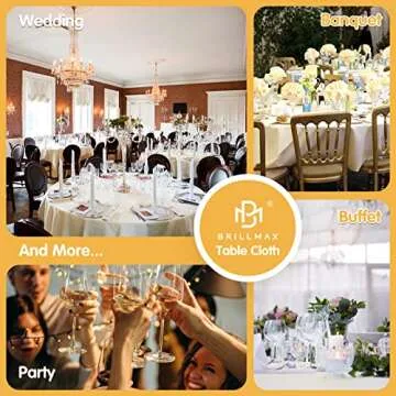 BRILLMAX Ivory Round Tablecloths 6 Pack 132 Inch Washable