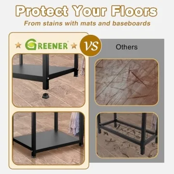 GREENER 2 Tiers Indoor Firewood Rack with 4 Hooks - Portable Outdoor Firewood Rack, Heavy Duty Log Rack Wood Holder, Sturdy Firewood Storage Stand for Fireplace, Patio, Fire Pit, Stove - Black