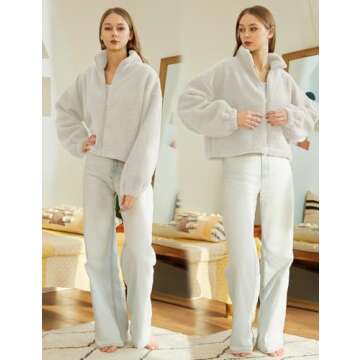 Shop Hongsui Oversized Women’s Fluffy Zip Sweatshirt