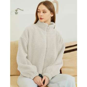 Shop Hongsui Oversized Women’s Fluffy Zip Sweatshirt