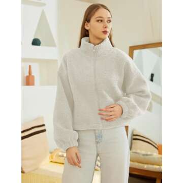 Shop Hongsui Oversized Women’s Fluffy Zip Sweatshirt