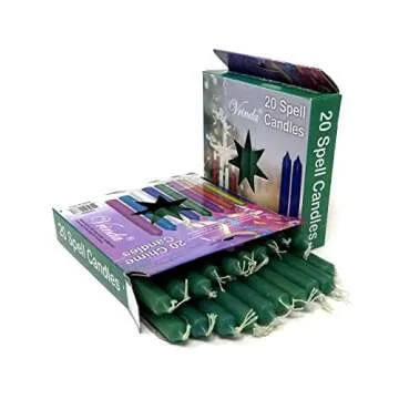 Vrinda® Set of 20-4" Mini Chime Ritual Spell Unscented Taper Candles – Ideal for Chime/Altar/Spell Work (Green)