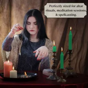 Vrinda® Set of 20-4" Mini Chime Ritual Spell Unscented Taper Candles – Ideal for Chime/Altar/Spell Work (Green)