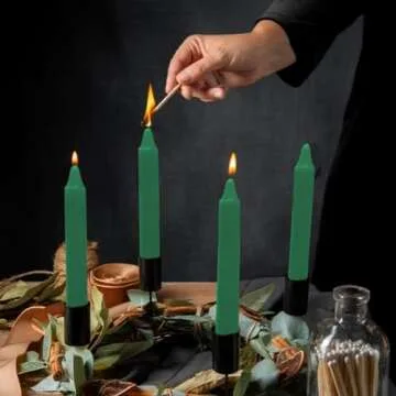 Vrinda® Set of 20-4" Mini Chime Ritual Spell Unscented Taper Candles – Ideal for Chime/Altar/Spell Work (Green)