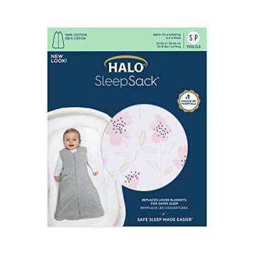 HALO SleepSack, 100% Cotton Wearable Blanket, Swaddle Transition Sleeping Bag, TOG 0.5, Wildflower Blush, X-Large, 18-24 Months