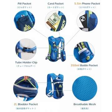 TRIWONDER Hydration Pack Backpack 5.5L Outdoors Mochilas Trail Marathoner Running Race Hydration Vest (Black&Grey - with 2 Water Bottles)