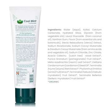 Himalaya Botanique Kids Toothpaste, Herbal, Cool Mint Flavor, Fights Plaque, Fluoride Free, Gentle, ...