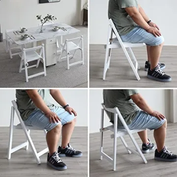 Stylish Wooden Folding Dining Chairs with Padded Seats