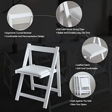 Stylish Wooden Folding Dining Chairs with Padded Seats