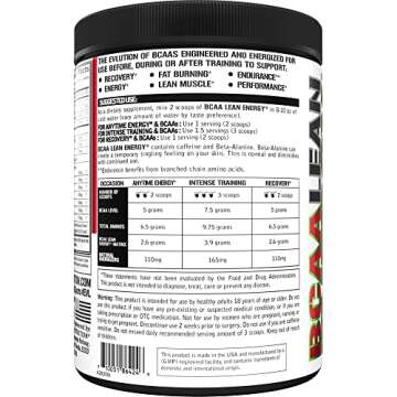 EVL BCAA Lean Energy Powder - Pre Workout Green Tea Fat Burner Support with BCAAs Amino Acids and Clean Energizers - Post Workout Recovery Drink for Lean Muscle Recovery - Cherry Limeade