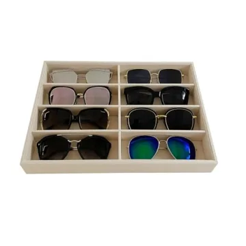 Premium Velvet 8-Slot Sunglasses & Watch Organizer - Elegant Stackable Tray