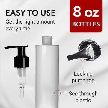 Versatile 8oz Plastic Pump Dispenser Bottles - 6 Pack