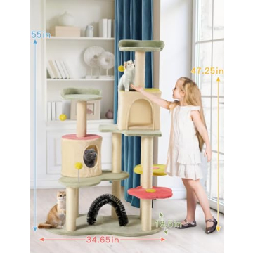 Flower Cat Tree Tower Vibrant Design for Indoor Cats