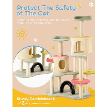 Flower Cat Tree Tower Vibrant Design for Indoor Cats