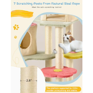 Flower Cat Tree Tower Vibrant Design for Indoor Cats