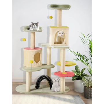 Flower Cat Tree Tower Vibrant Design for Indoor Cats