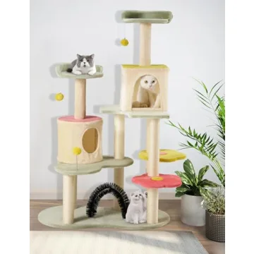 Flower Cat Tree Tower Vibrant Design for Indoor Cats