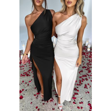 Memoriesea Women’s One Shoulder Satin Dress for Events