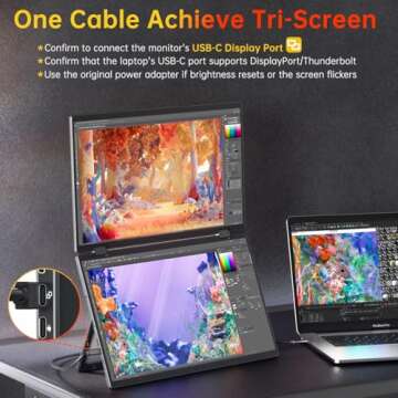 VisionOwl Stacked Portable Monitor 15.6inch Dual Screen Foldable Travel Display 1080P 120% sRGB ΔE<...