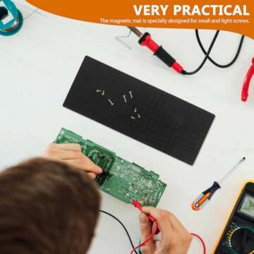Magnetic Soldering Mat for Electronics Repair - Memory Positioning Maintenance Mat, 6.49x2.55 Inch (Black)