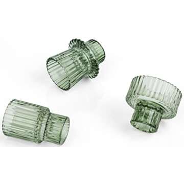Vixdonos Taper Glass Candlestick Holders Tealight Candle Holders for Table Centerpieces, Wedding Decor and Dinner Party (6 Pcs, Green)