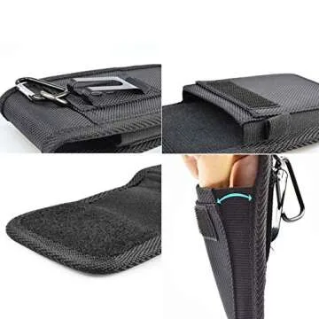 Njjex Phone Holster for Samsung Galaxy S24 Ultra S23 S22 S21 S20 Note 20 A35 A55 A15 A14 A54 A02S A12 A32 A13 iPhone 16 Pro Max XS XR Nylon Belt Clip Holster Cell Phone Pouch Card Holder Carrying Case