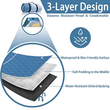 PY SUPER MODE Picnic Blankets Extra Large, Waterproof Foldable Outdoor Beach Blanket Oversized 83x79...