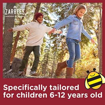 Zarbee's Kids All-in-One Daytime Cough for Children 6-12 with Dark Honey, Turmeric, B-Vitamins & Zin...