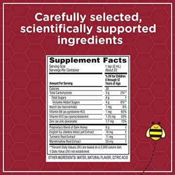 Zarbee's Kids All-in-One Daytime Cough for Children 6-12 with Dark Honey, Turmeric, B-Vitamins & Zinc, #1 Pediatrician Recommended, Drug & Alcohol-Free, Grape Flavor, 4FL Oz