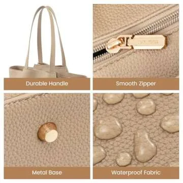 LOVEVOOK Laptop Tote Bag for Women 15.6 Inch Work Bag Leather Laptop Bag with Clutch, Large Capacity Office Purse Computer Briefcase Shoulder Bag for Casual Business Travel, Sandy