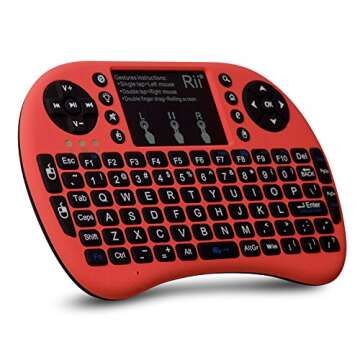 Rii i8+ Mini Wireless 2.4G Backlight Touchpad Keyboard with Mouse for PC/Mac/Android, Red (mwki8+)
