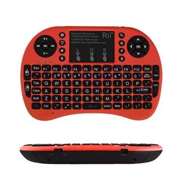 Rii i8+ Mini Wireless 2.4G Backlight Touchpad Keyboard with Mouse for PC/Mac/Android, Red (mwki8+)