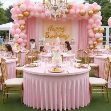 Htper Spandex Pink Round Tablecloth for 60in Tables