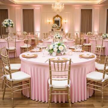 Htper Spandex Pink Round Tablecloth for 60in Tables