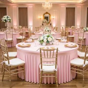 Htper Spandex Pink Round Tablecloth for 60in Tables