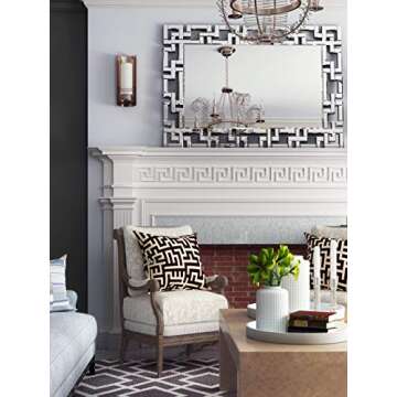 KOHROS Art Decorative Wall Mirrors Large Grecian Venetian Mirror for Hotel Home Vanity, Sliver (27.5" W x39.5 H)