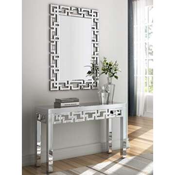 KOHROS Art Decorative Wall Mirrors Large Grecian Venetian Mirror for Hotel Home Vanity, Sliver (27.5" W x39.5 H)