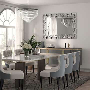 KOHROS Art Decorative Wall Mirrors Large Grecian Venetian Mirror for Hotel Home Vanity, Sliver (27.5" W x39.5 H)