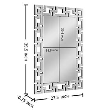 KOHROS Art Decorative Wall Mirrors Large Grecian Venetian Mirror for Hotel Home Vanity, Sliver (27.5" W x39.5 H)