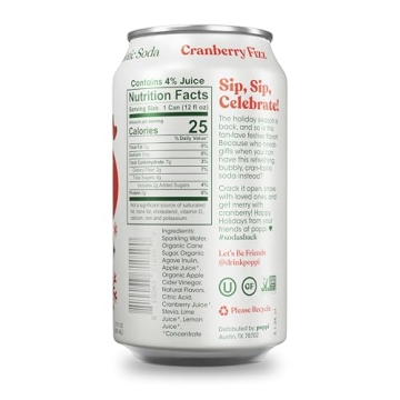 POPPI Sparkling Prebiotic Soda - 12 Pack Cranberry Fizz